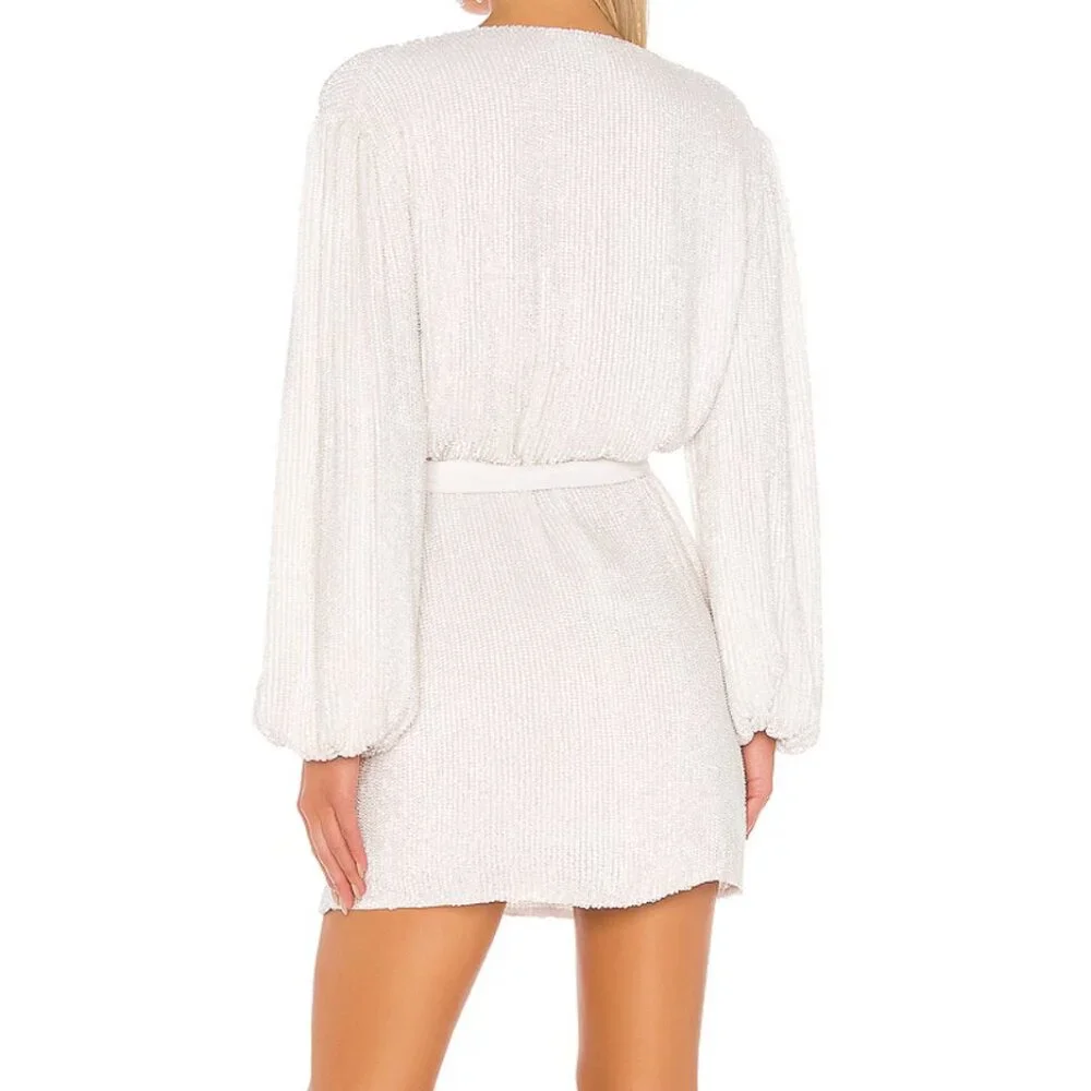 RETROFETE- Gabrielle Sequin Robe- MOONGLOW WHITE Size XS - Picture 7 of 14